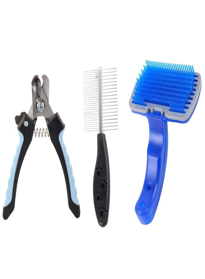 REGIIS Pet Grooming Set, Professional Dog Nail Clippers and Brush, Blue and Black(PACK OF 3) - Image 1